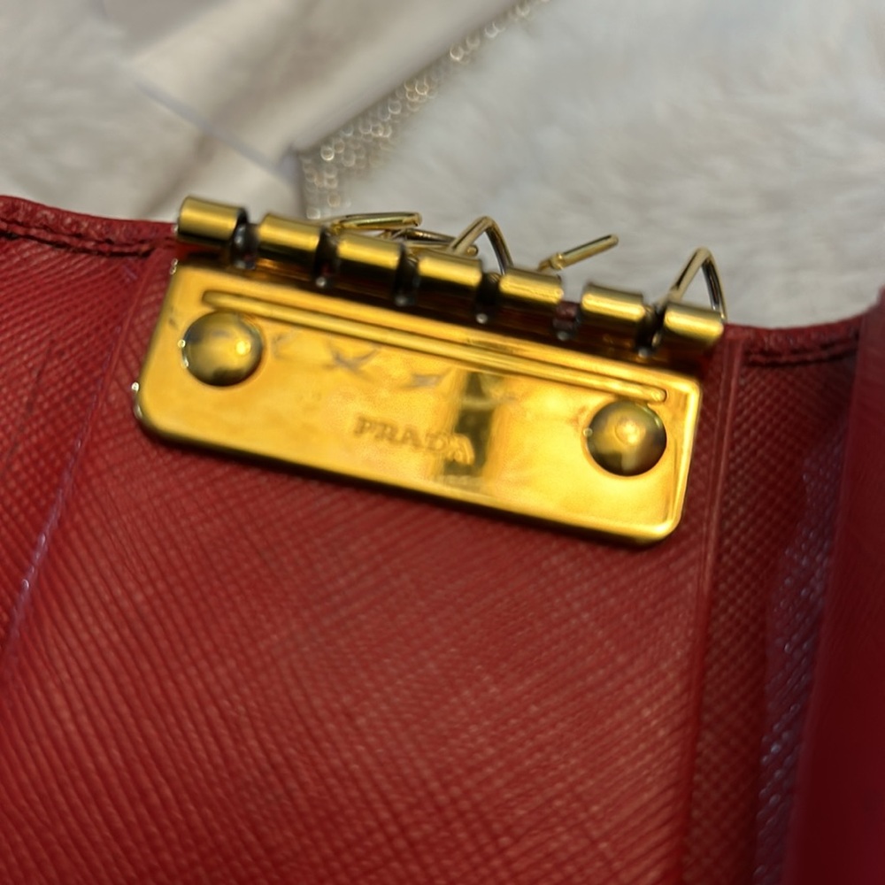 Prada ❤️Red❤️Saffiano leather key holder/card case double snaps - Picture 12 of 16